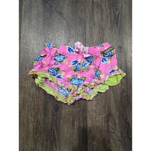 Matilda Jane Girls Pink Floral Ruffle Shorts Size 4 Blue Rose Tiered Boutique